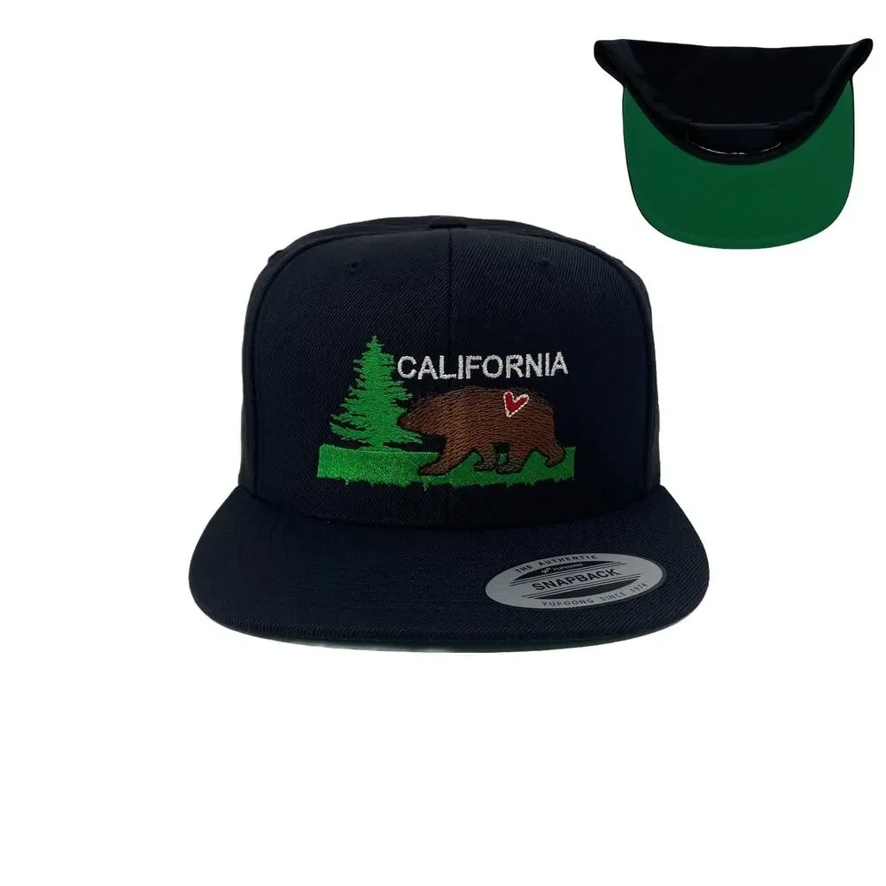 California Brown Bear CA Adventure Love Heart Tree Nature Wildlife Snapback Hat
